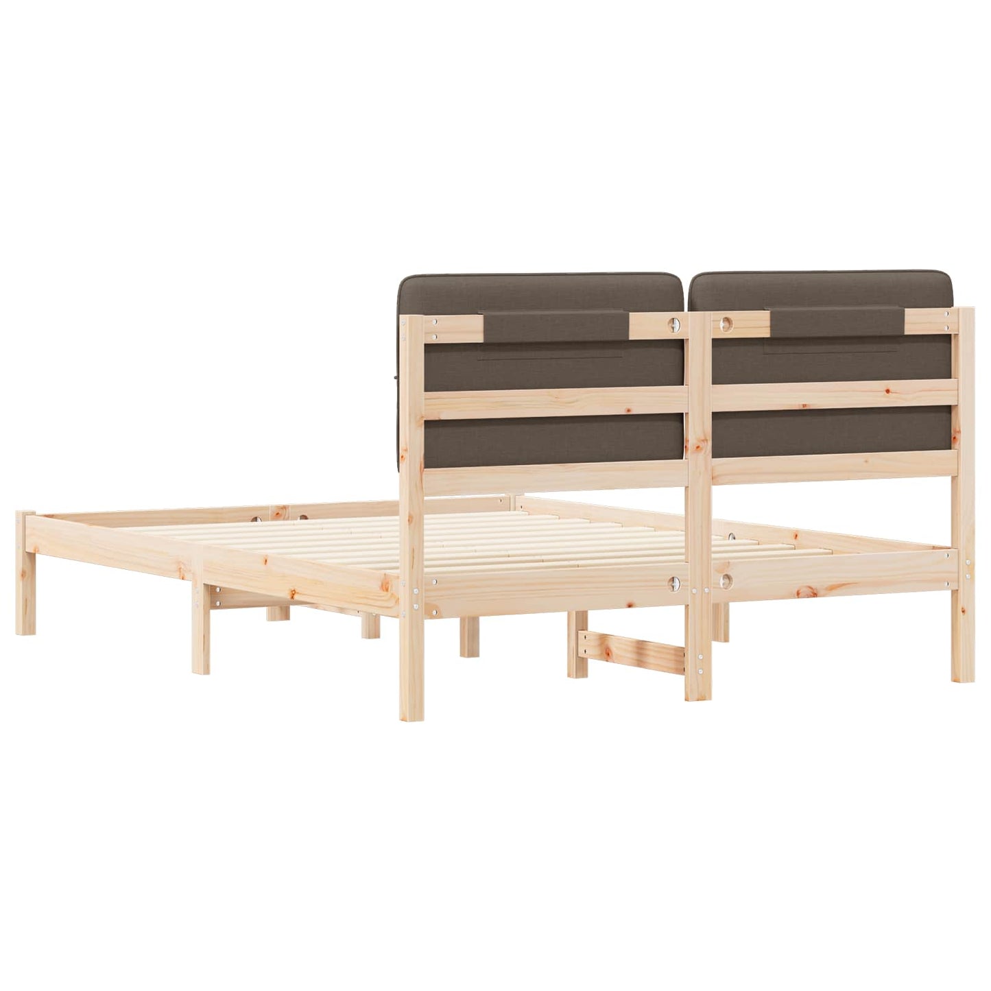 vidaXL Bettgestell mit gepolstertem Kopfteil Taupe 135 x 190 cm