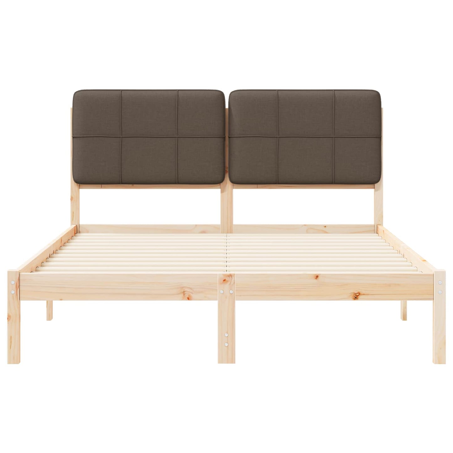 vidaXL Bettgestell mit gepolstertem Kopfteil Taupe 135 x 190 cm