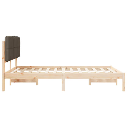 vidaXL Bettgestell mit gepolstertem Kopfteil Taupe 135 x 190 cm