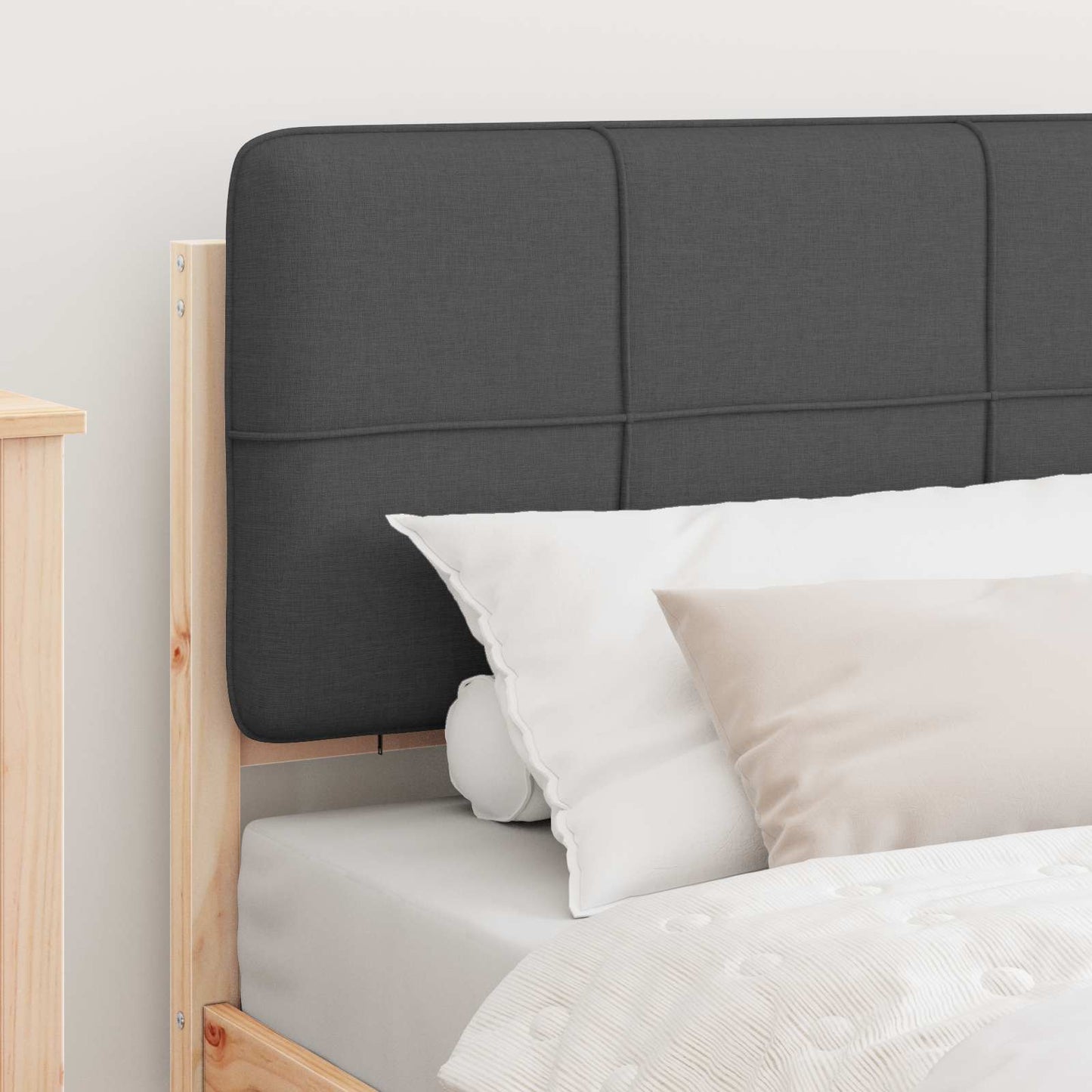 vidaXL Bettgestell mit gepolstertem Kopfteil Dunkelgrau 100 x 200 cm