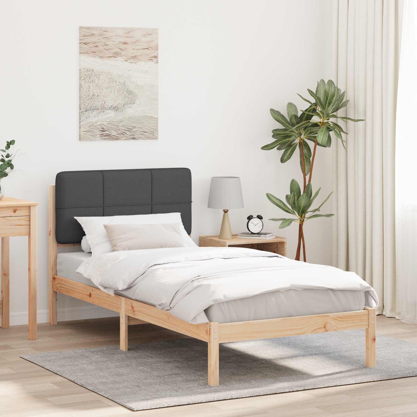 vidaXL Bettgestell mit gepolstertem Kopfteil Dunkelgrau 100 x 200 cm