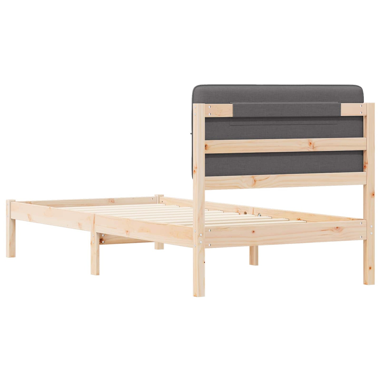 vidaXL Bettgestell mit gepolstertem Kopfteil Dunkelgrau 100 x 200 cm