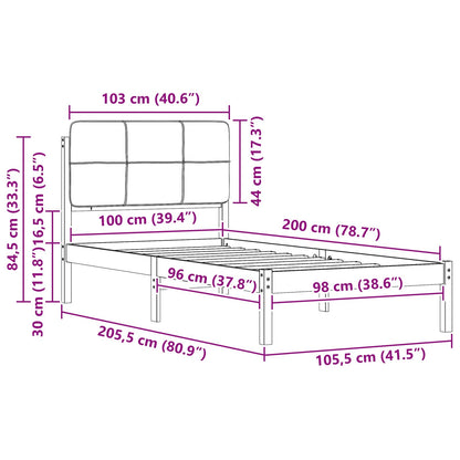 vidaXL Bettgestell mit gepolstertem Kopfteil Schwarz 100 x 200 cm