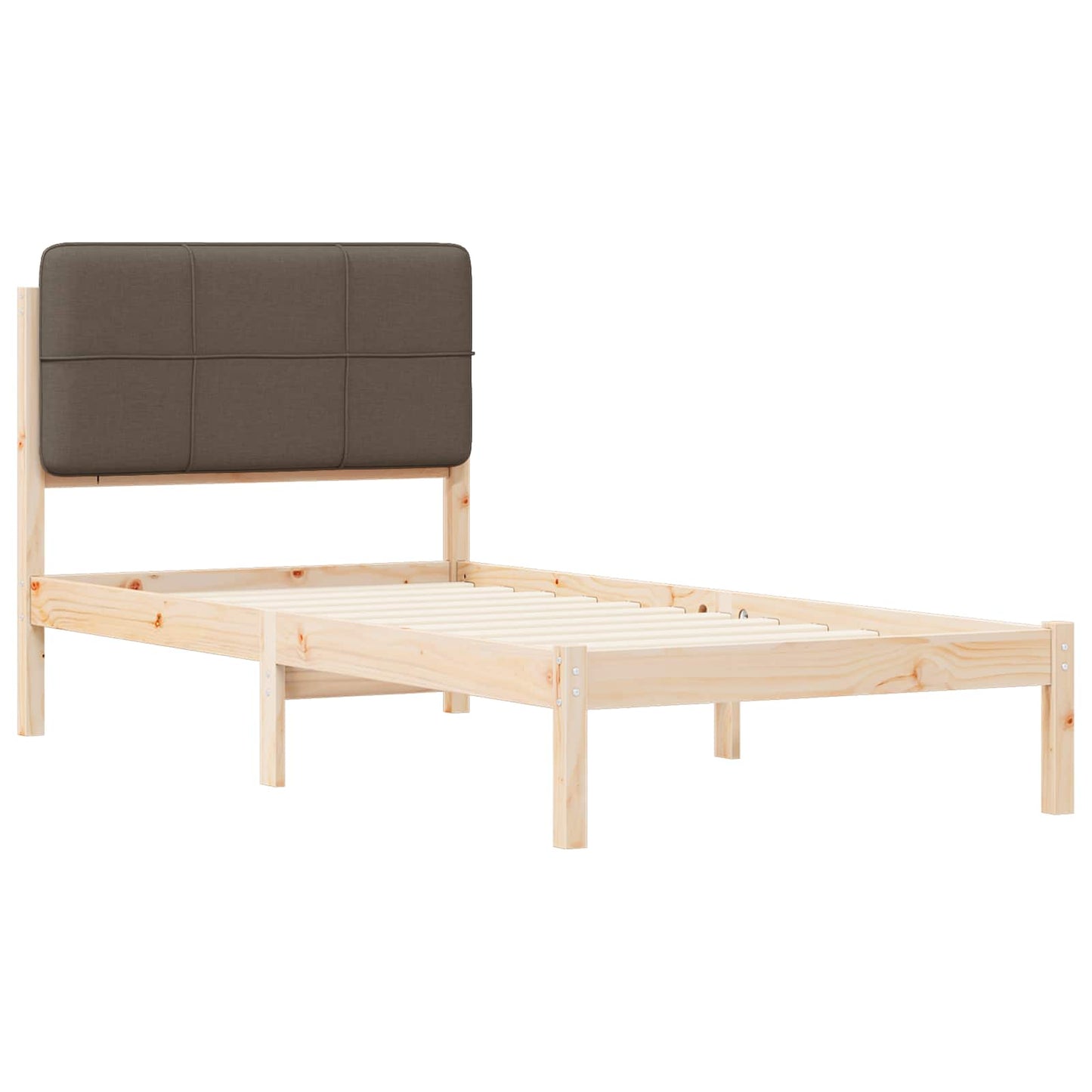 vidaXL Bettgestell mit gepolstertem Kopfteil Taupe 90 x 200 cm