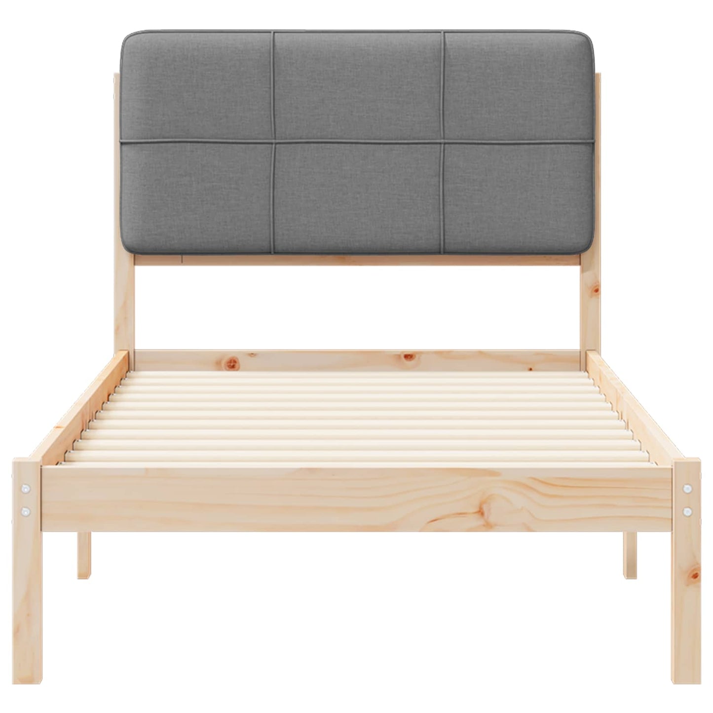 vidaXL Bettgestell mit gepolstertem Kopfteil Hellgrau 90 x 190 cm