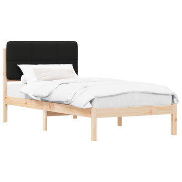vidaXL Bettgestell mit gepolstertem Kopfteil Schwarz 90 x 190 cm