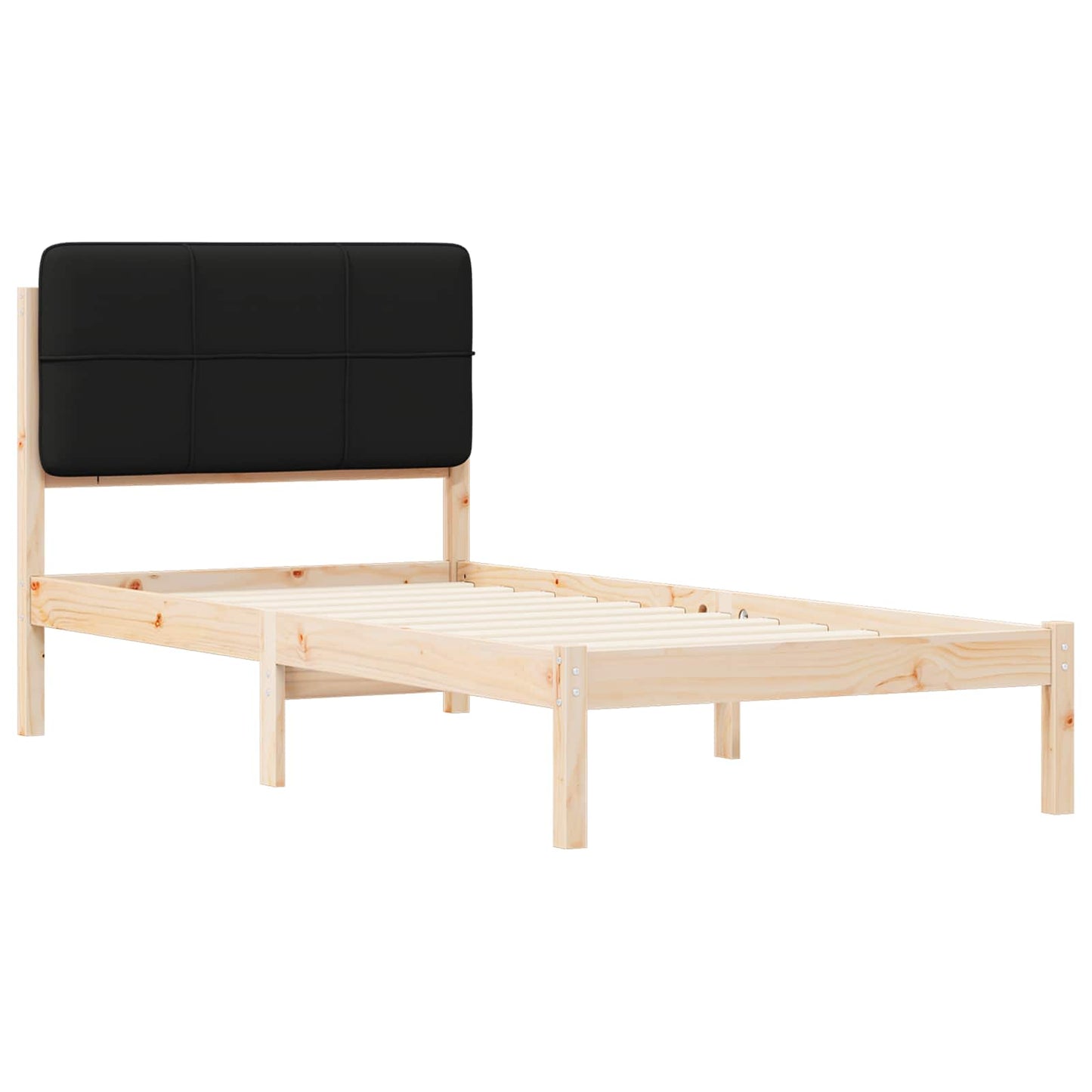 vidaXL Bettgestell mit gepolstertem Kopfteil Schwarz 90 x 190 cm