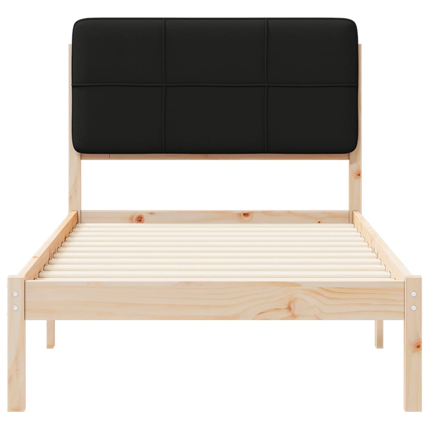 vidaXL Bettgestell mit gepolstertem Kopfteil Schwarz 90 x 190 cm