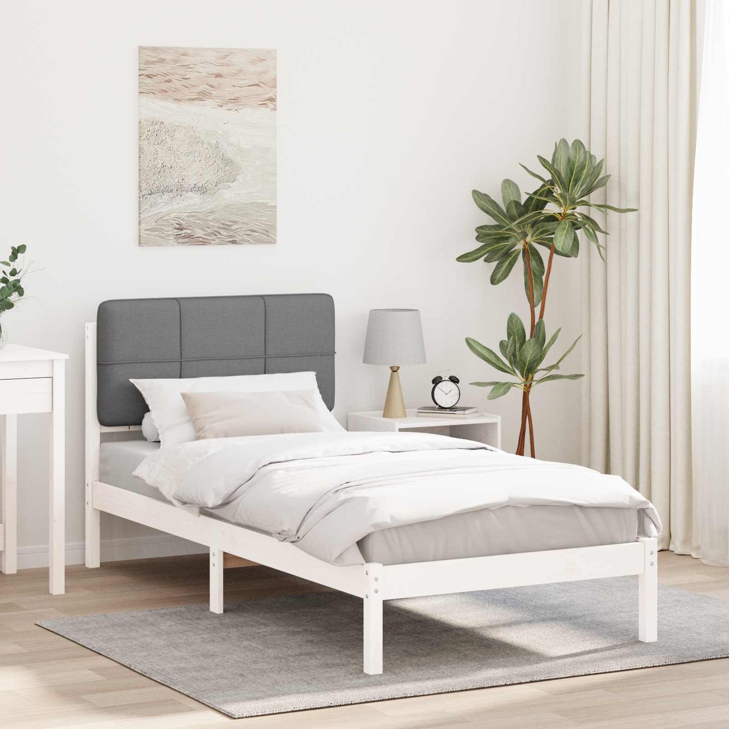 vidaXL Bettgestell mit gepolstertem Kopfteil Hellgrau 90 x 190 cm