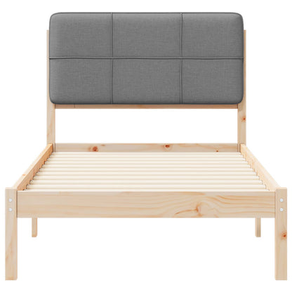 vidaXL Bettgestell mit gepolstertem Kopfteil Hellgrau 75 x 190 cm