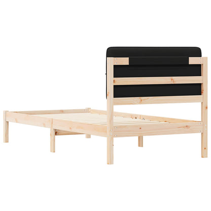 vidaXL Bettgestell mit gepolstertem Kopfteil Schwarz 75 x 190 cm
