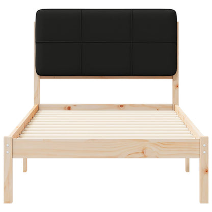 vidaXL Bettgestell mit gepolstertem Kopfteil Schwarz 75 x 190 cm