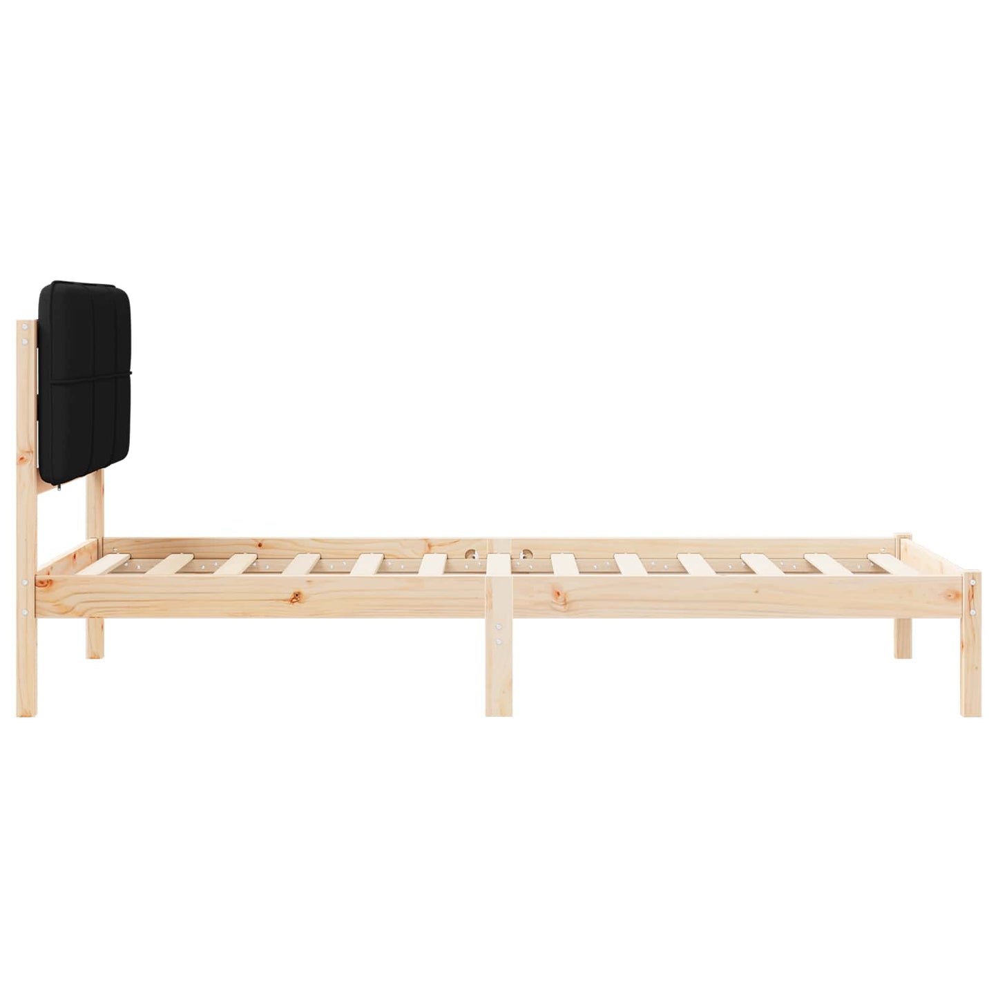 vidaXL Bettgestell mit gepolstertem Kopfteil Schwarz 75 x 190 cm