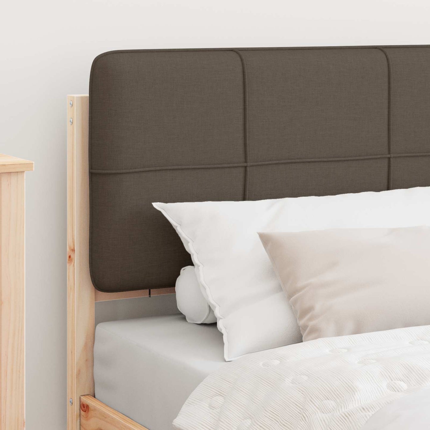 vidaXL Bettgestell mit gepolstertem Kopfteil Taupe 75 x 190 cm