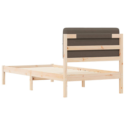 vidaXL Bettgestell mit gepolstertem Kopfteil Taupe 75 x 190 cm