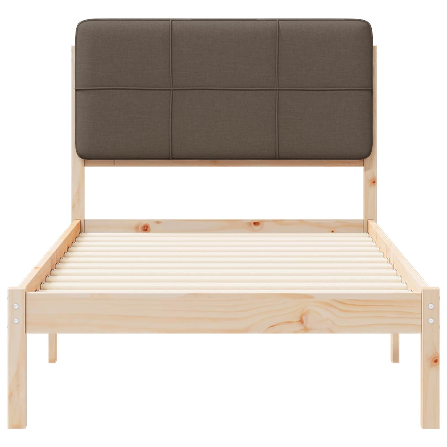 vidaXL Bettgestell mit gepolstertem Kopfteil Taupe 75 x 190 cm