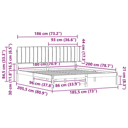 Bettgestell mit gepolstertem Kopfteil Schwarz 180 x 200 cm
