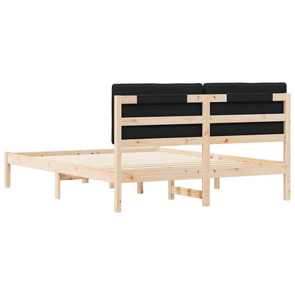 Bettgestell mit gepolstertem Kopfteil Schwarz 150 x 200 cm