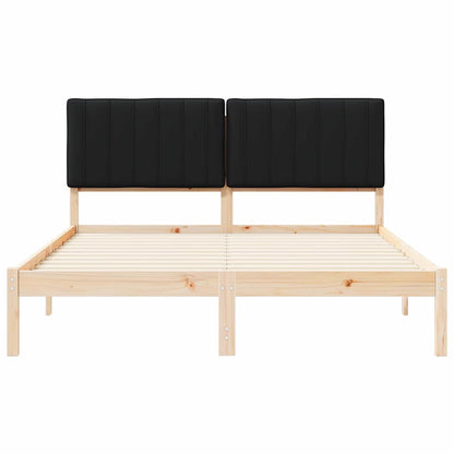 Bettgestell mit gepolstertem Kopfteil Schwarz 150 x 200 cm