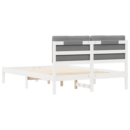 Bettgestell mit gepolstertem Kopfteil Hellgrau 140 x 200 cm