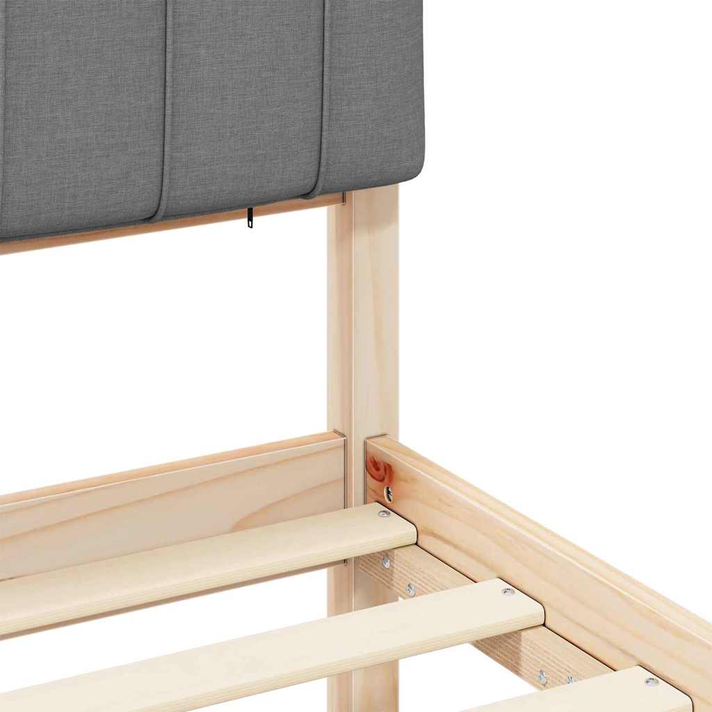 Bettgestell mit gepolstertem Kopfteil Hellgrau 135 x 190 cm