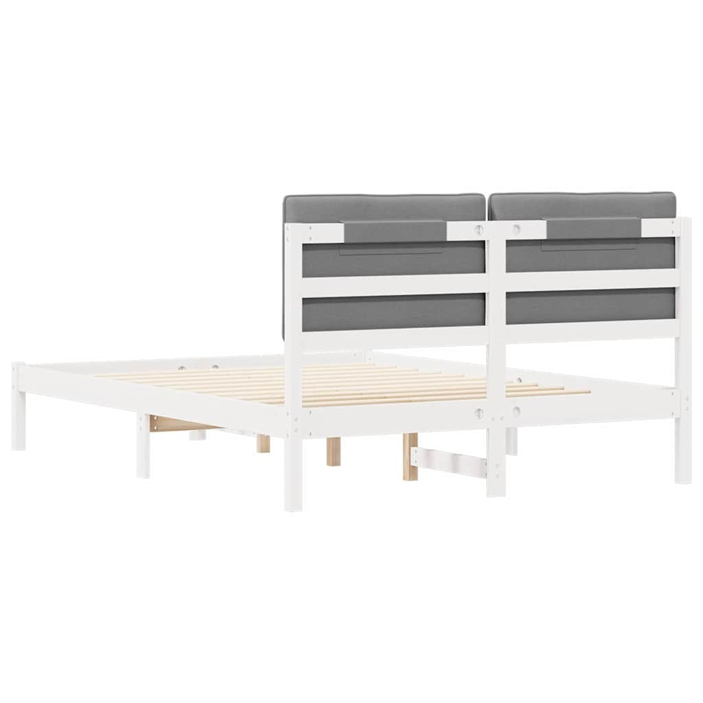 Bettgestell mit gepolstertem Kopfteil Hellgrau 135 x 190 cm