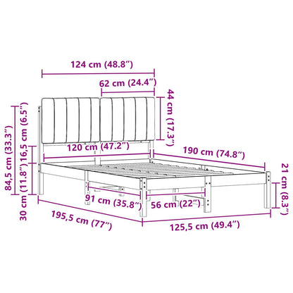 Bettgestell mit gepolstertem Kopfteil Dunkelgrau 120 x 190 cm