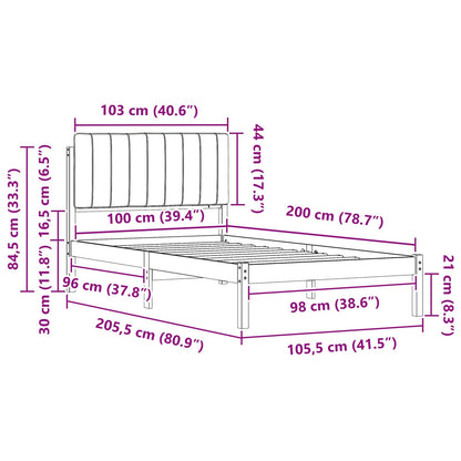 Bettgestell mit gepolstertem Kopfteil Hellgrau 100 x 200 cm