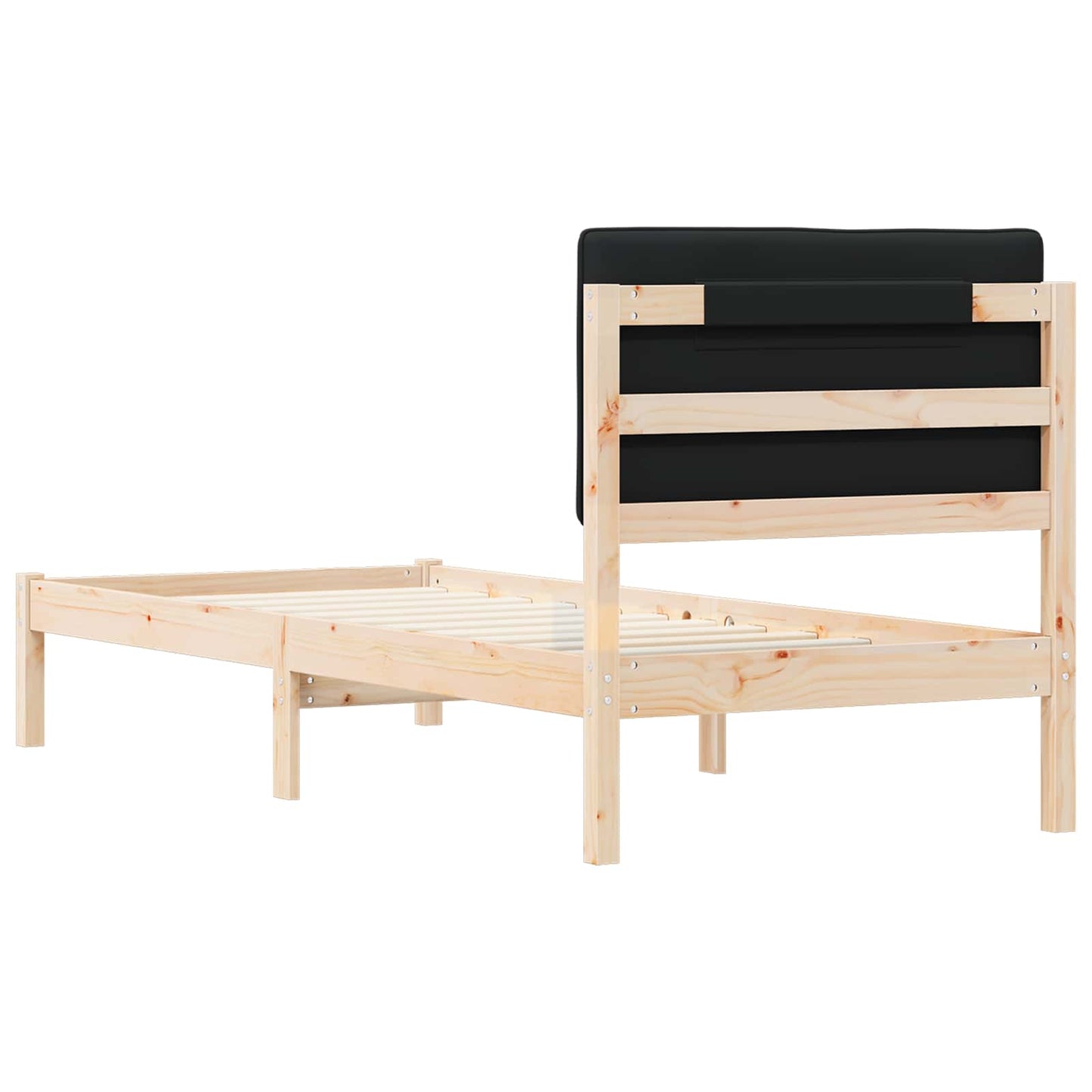 Bettgestell mit gepolstertem Kopfteil Schwarz 80 x 200 cm