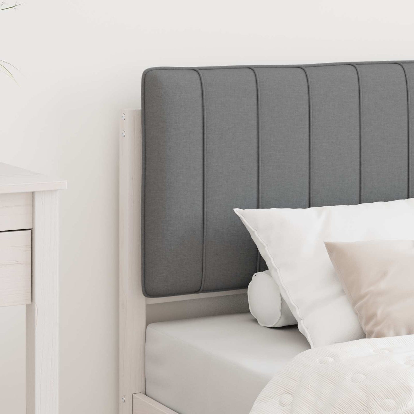 Bettgestell mit gepolstertem Kopfteil Hellgrau 80 x 200 cm