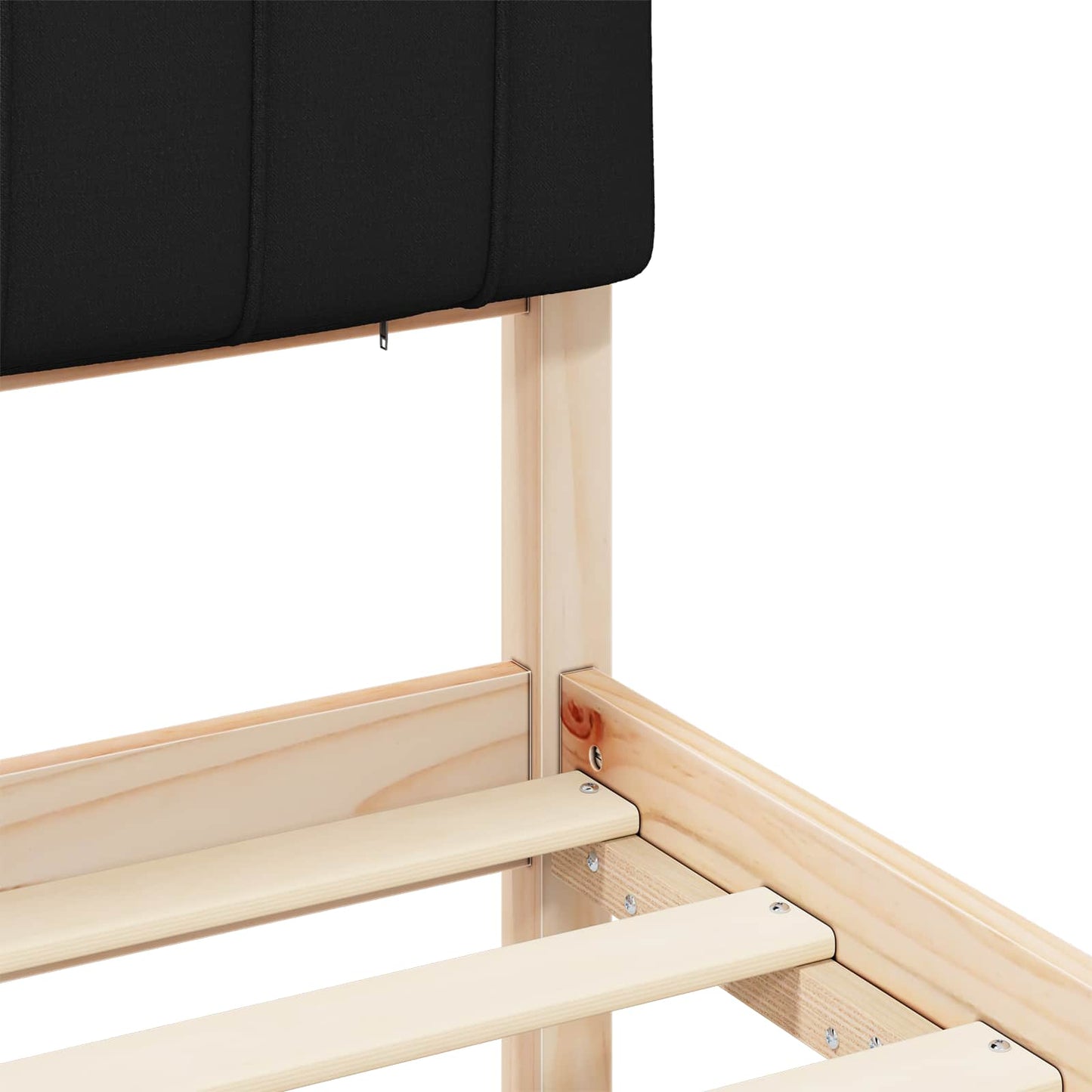 Bettgestell mit gepolstertem Kopfteil Schwarz 90 x 190 cm