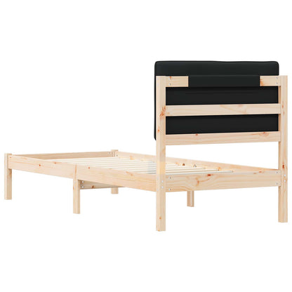 Bettgestell mit gepolstertem Kopfteil Schwarz 75 x 190 cm