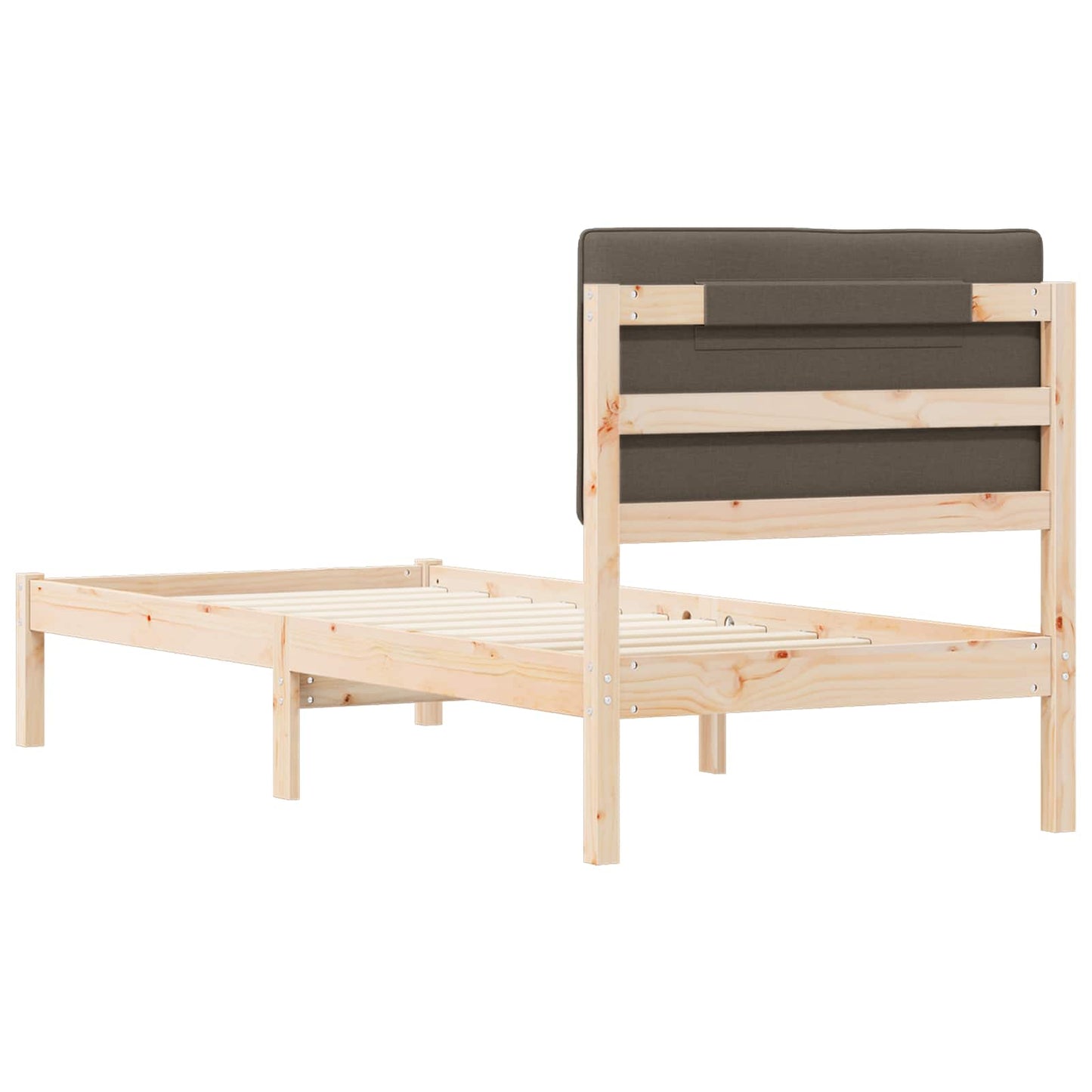 Bettgestell mit gepolstertem Kopfteil Taupe 75 x 190 cm