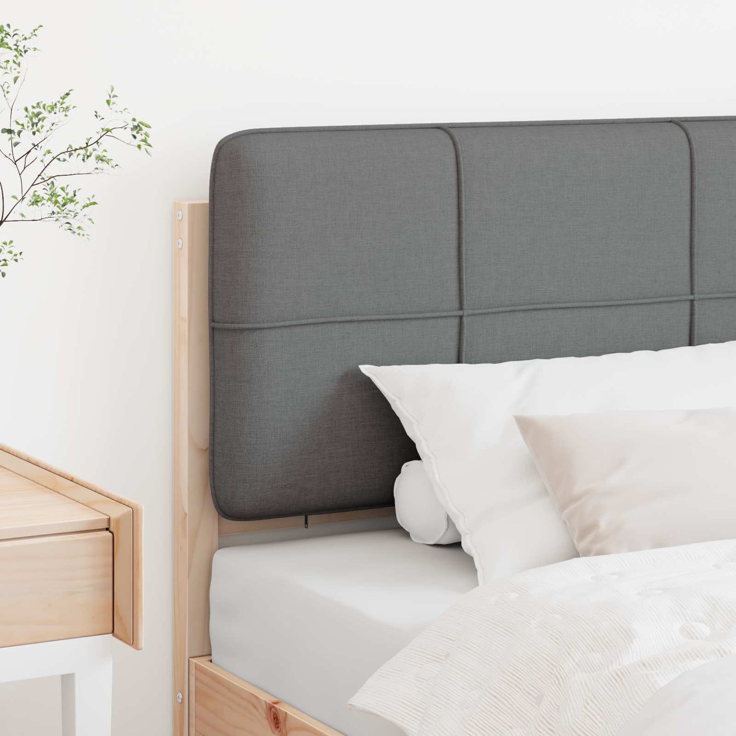 vidaXL Gepolstertes Kopfteil mit Kopfteil Braun und Hellgrau 80 cm