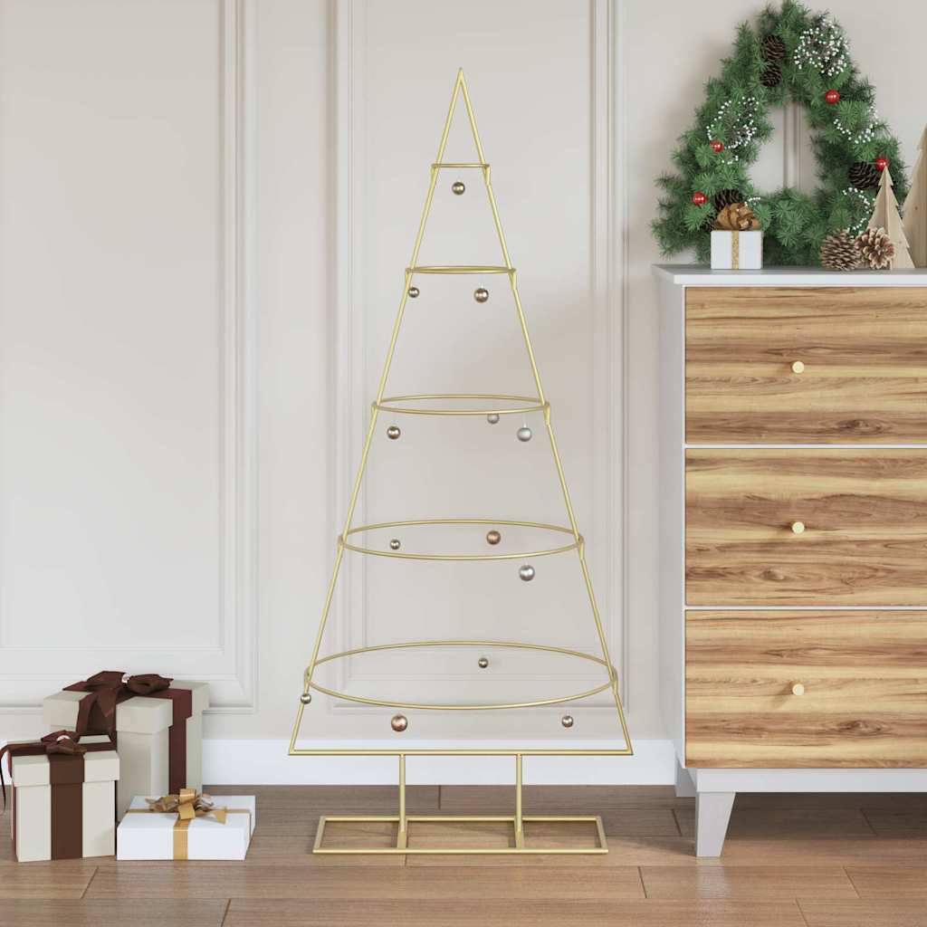 vidaXL Metall Weihnachtsbaum Gold 124,5 cm Pulverbeschichteter Stahl