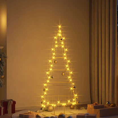 vidaXL Metall Weihnachtsbaum Gold 148 cm Pulverbeschichteter Stahl