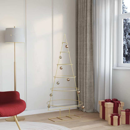 vidaXL Metall Weihnachtsbaum Gold 148 cm Pulverbeschichteter Stahl