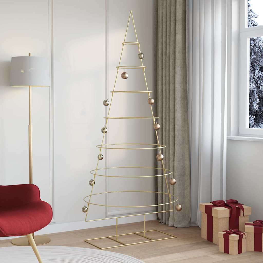 vidaXL Metall Weihnachtsbaum Gold 209 cm Pulverbeschichteter Stahl