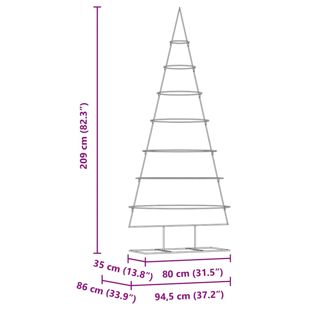 vidaXL Metall Weihnachtsbaum Gold 209 cm Pulverbeschichteter Stahl