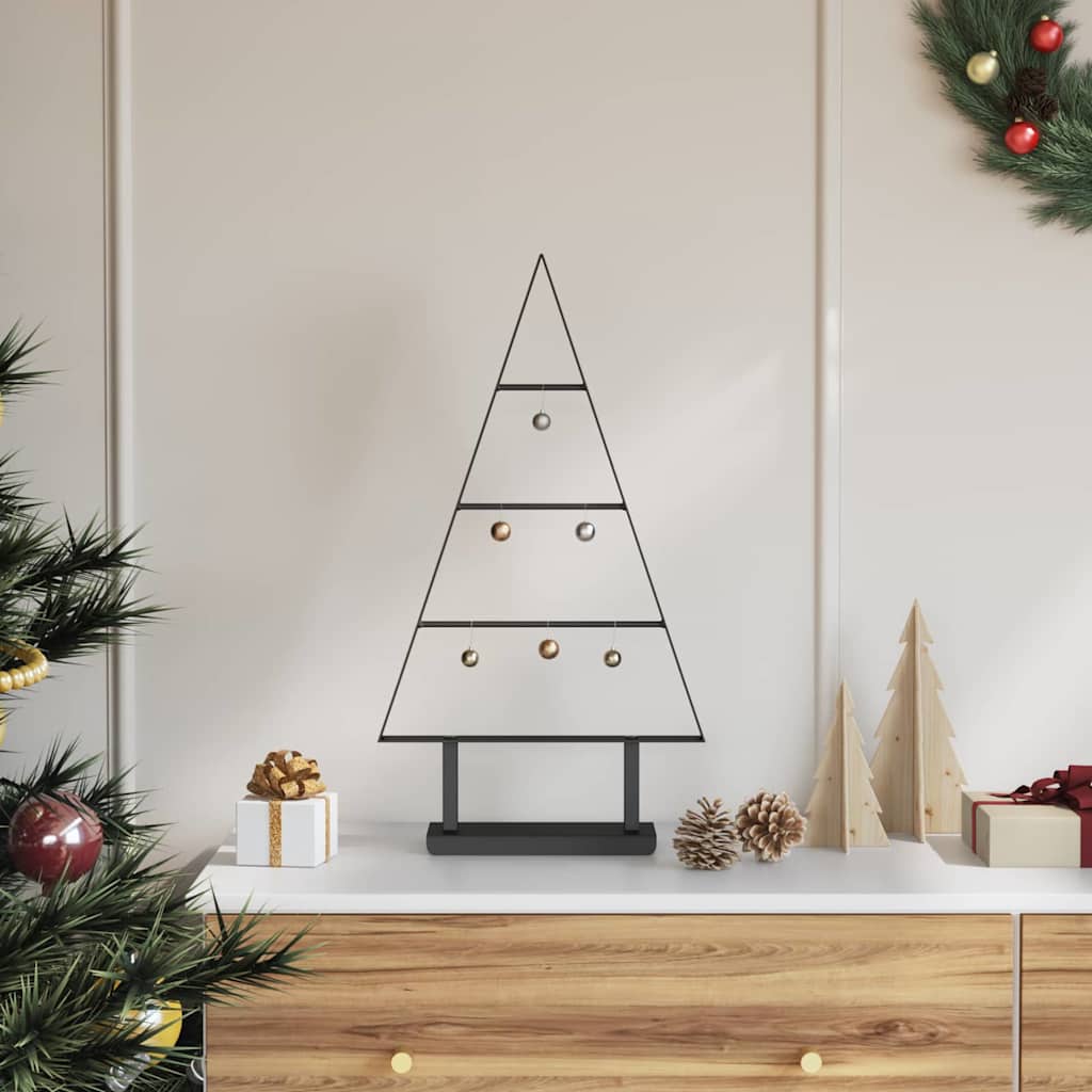 vidaXL Metall Weihnachtsbaum mit Ständer Schwarz 60 cm Stahl