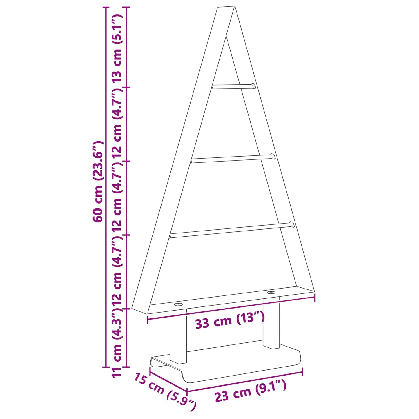 vidaXL Metall Weihnachtsbaum mit Ständer Schwarz 60 cm Stahl