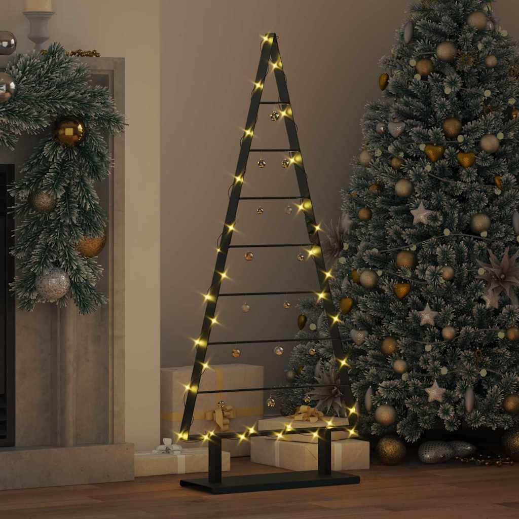 vidaXL Metall Weihnachtsbaum mit Ständer Schwarz 125,5 cm Stahl