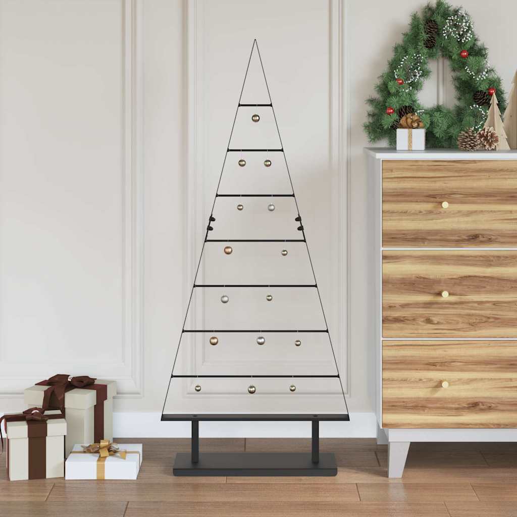 vidaXL Metall Weihnachtsbaum mit Ständer Schwarz 125,5 cm Stahl