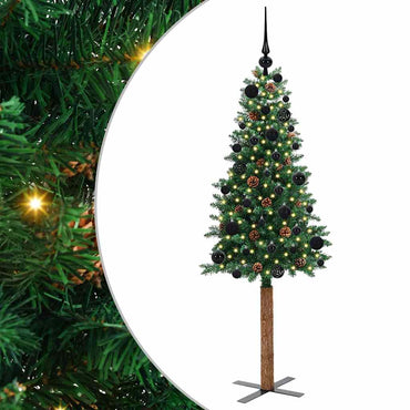 vidaXL Schlanker Weihnachtsbaum mit 150 LEDs mit Ständer Grün 150 cm