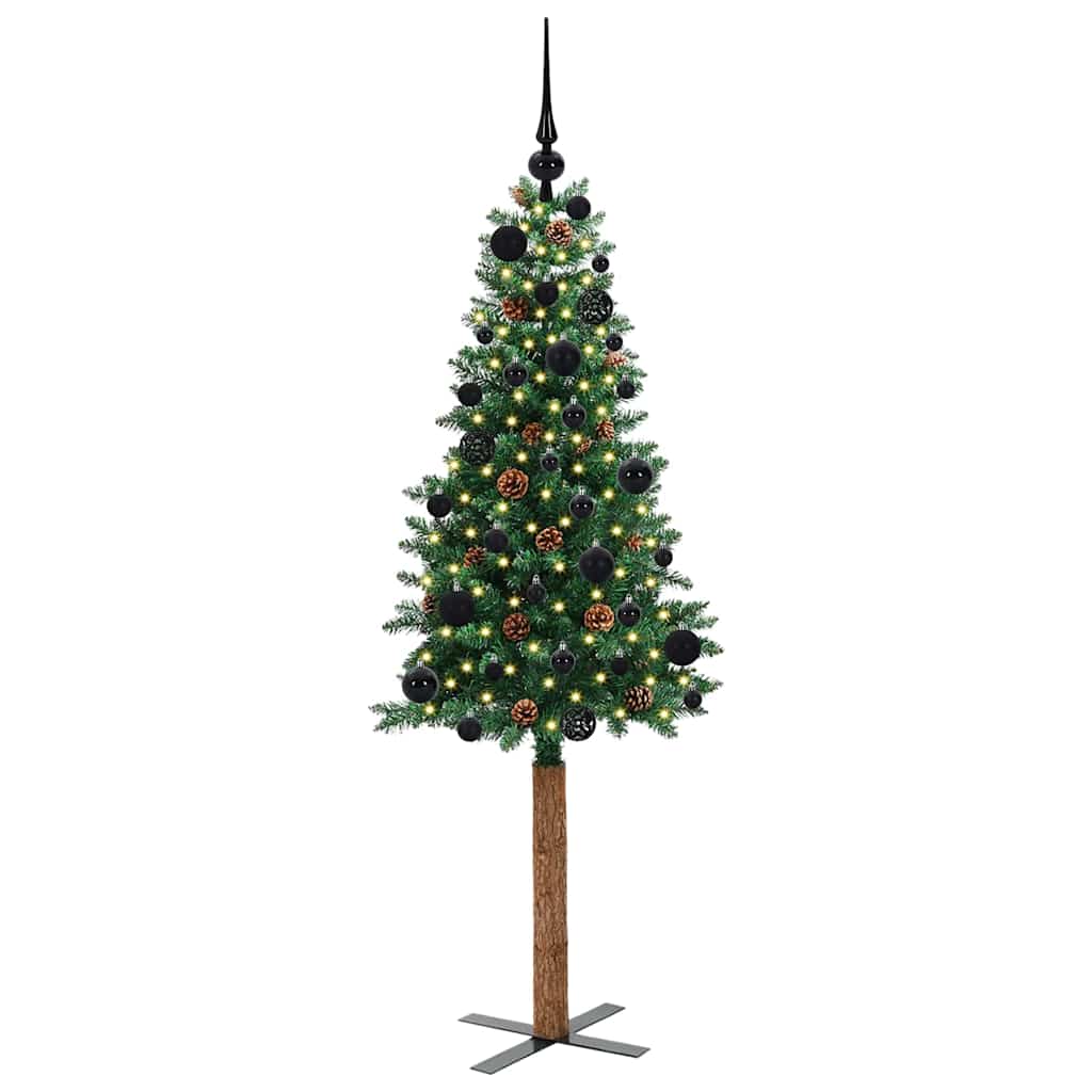 vidaXL Schlanker Weihnachtsbaum mit 150 LEDs mit Ständer Grün 150 cm