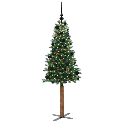 vidaXL Schlanker Weihnachtsbaum mit 150 LEDs mit Ständer Grün 150 cm