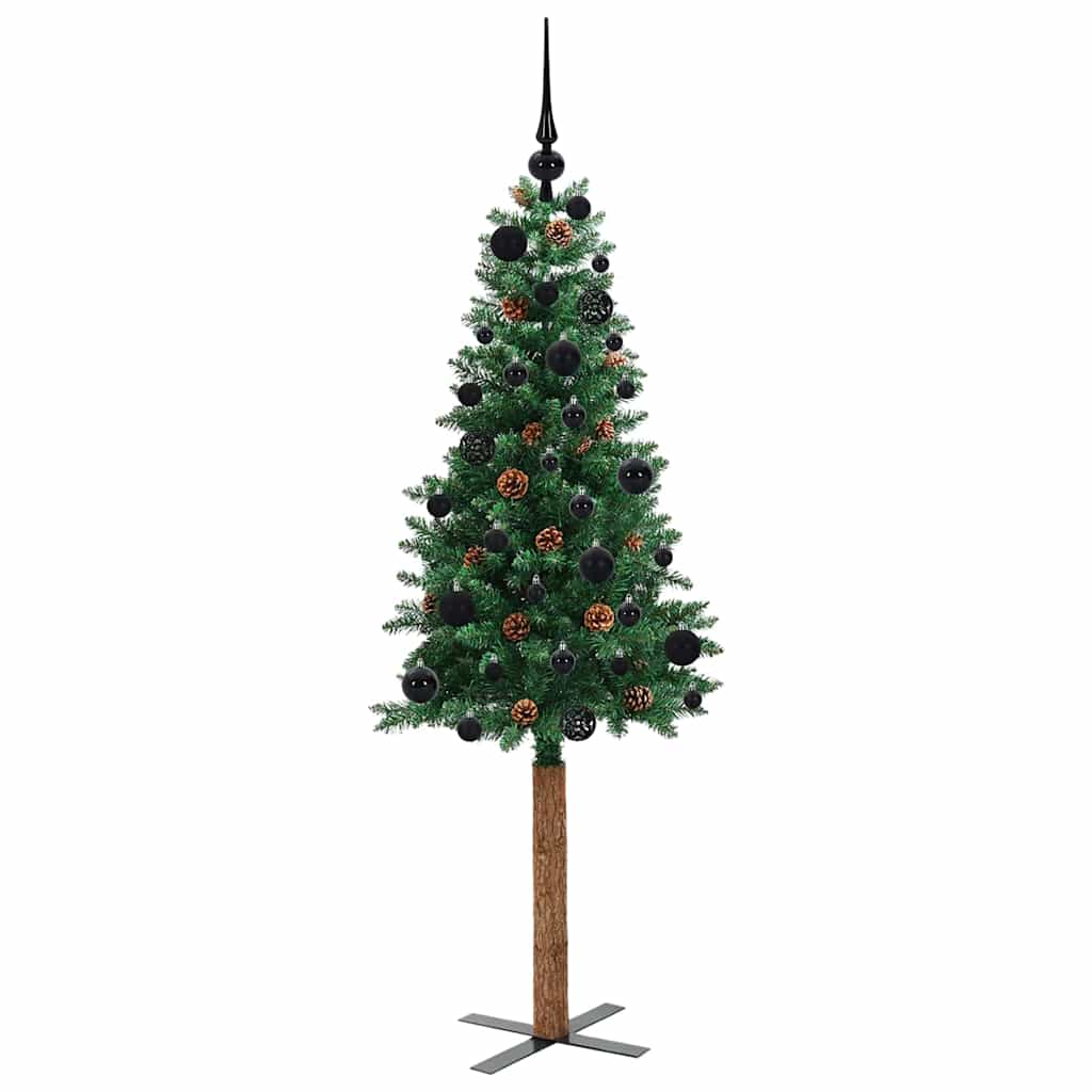 vidaXL Schlanker Weihnachtsbaum mit 150 LEDs mit Ständer Grün 150 cm