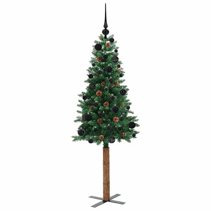 vidaXL Schlanker Weihnachtsbaum mit 150 LEDs mit Ständer Grün 150 cm