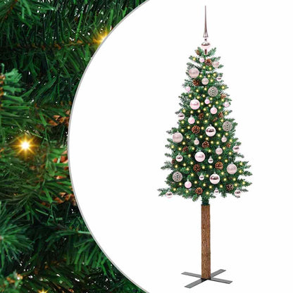 Schlanker Weihnachtsbaum mit 150 LEDs mit Ständer Grün 150 cm