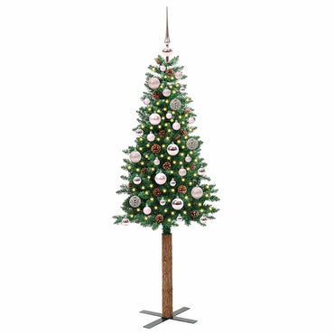 vidaXL Schlanker Weihnachtsbaum mit 150 LEDs mit Ständer Grün 150 cm